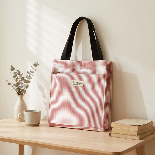 Bolso de Mano de Algodón a Rayas