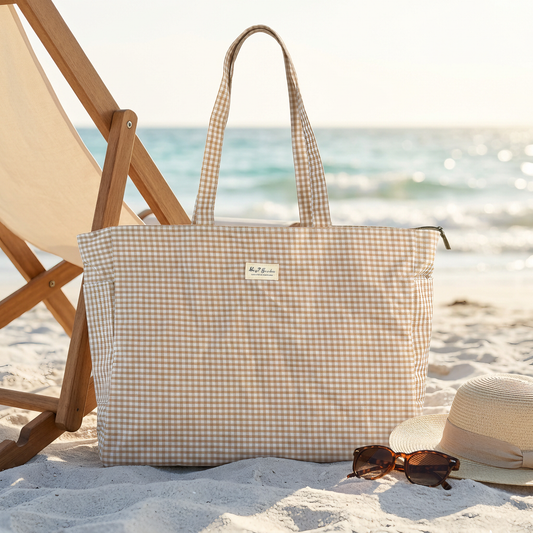 Bolso de Playa Vichy Grande Impermeable con Base Estrecha