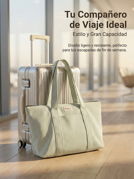 Bolso Tote de Algodón Rayas | Bolsa de Viaje y Uso Diario