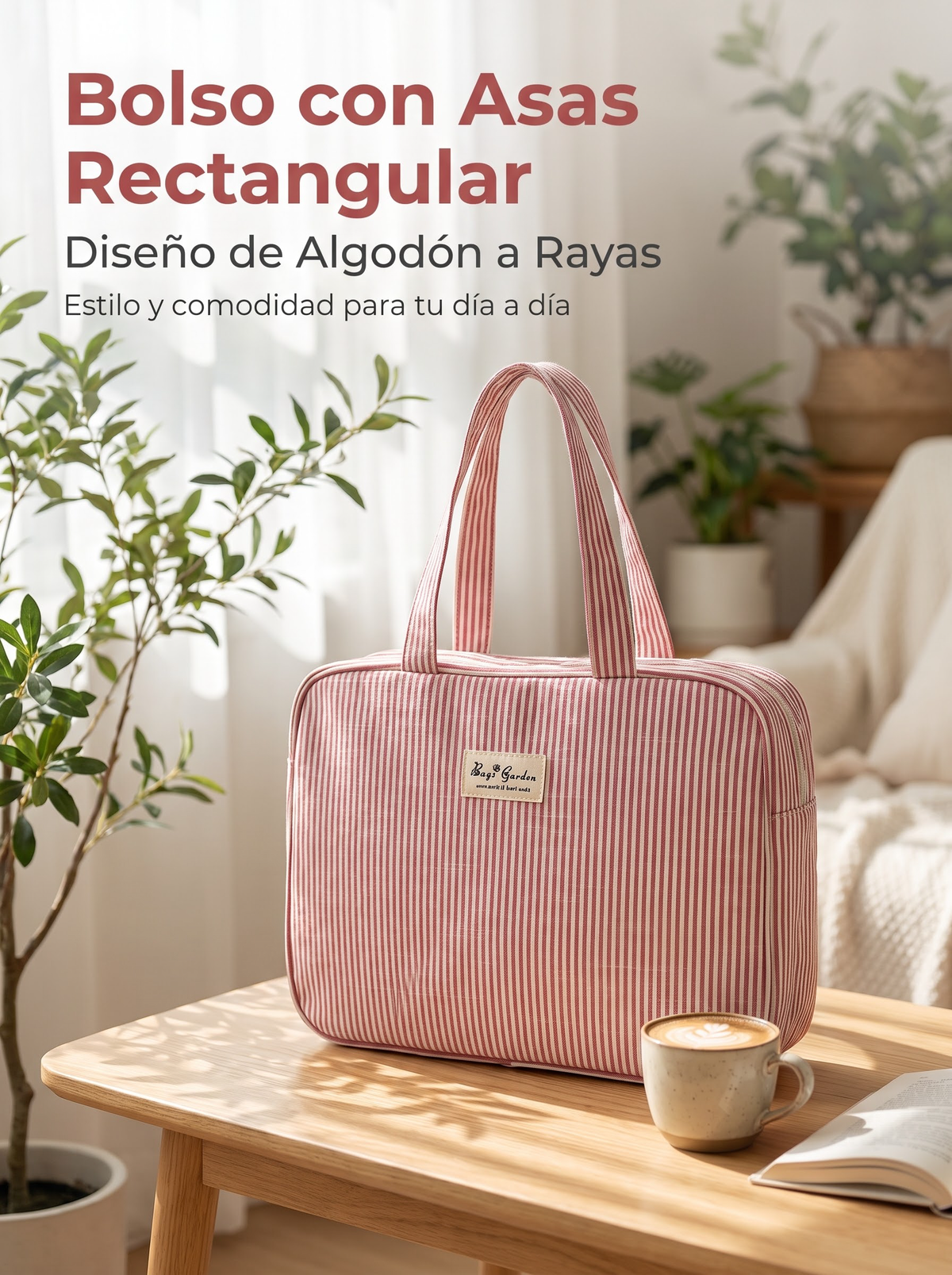 Bolso con Asas de Algodón a Rayas