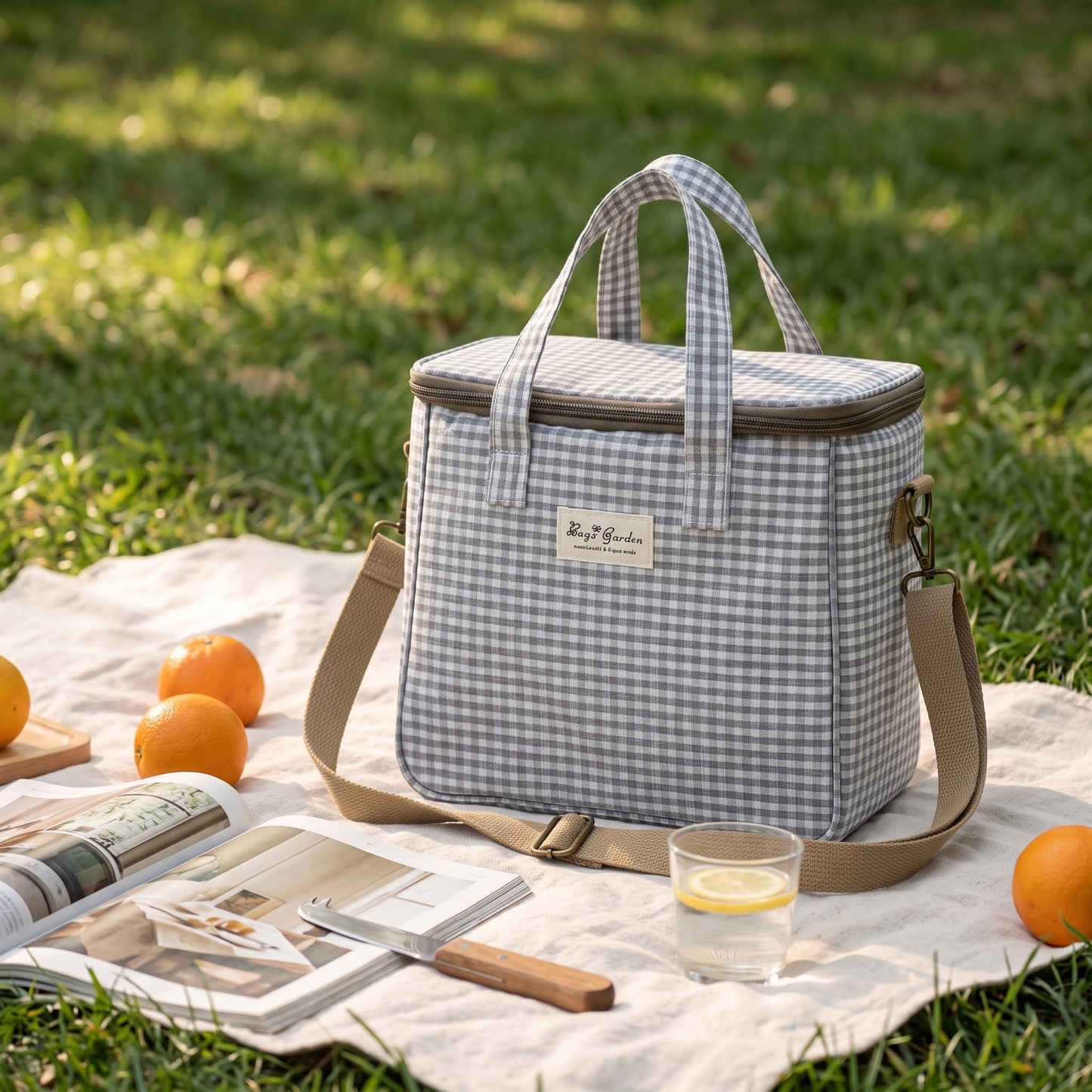 Bolsa Nevera Impermeable Vichy | Bolsa Térmica Almuerzo con Cremallera