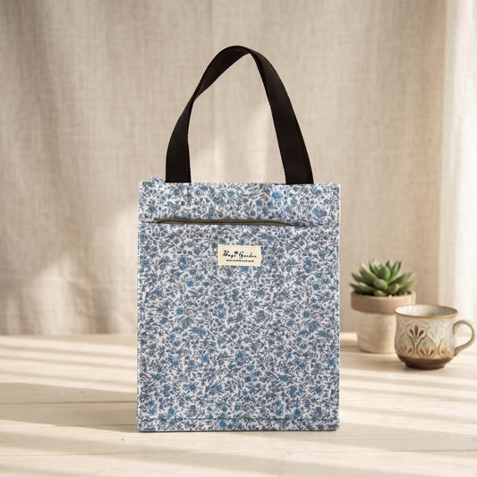 Bolso de Mano Mediano Floral Impermeable con Bolsillo Frontal, Cierre de Botón y Asas