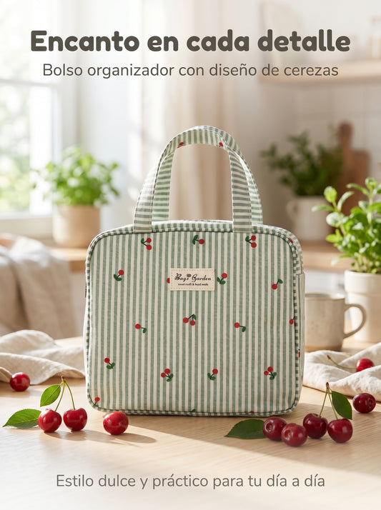 Bolso Cuadrado Rayas con Cerezas