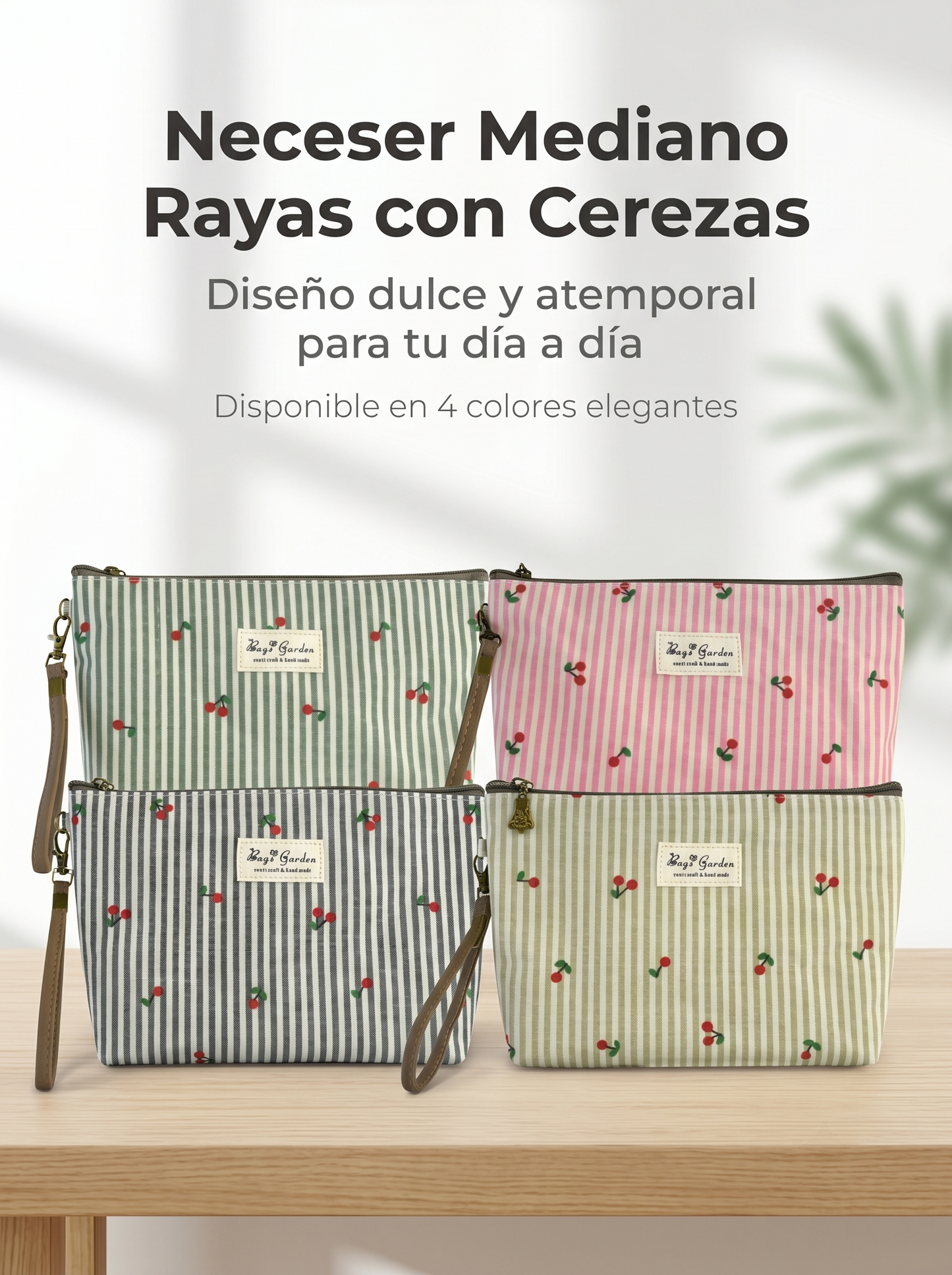 Neceser Mediano Rayas con Cerezas