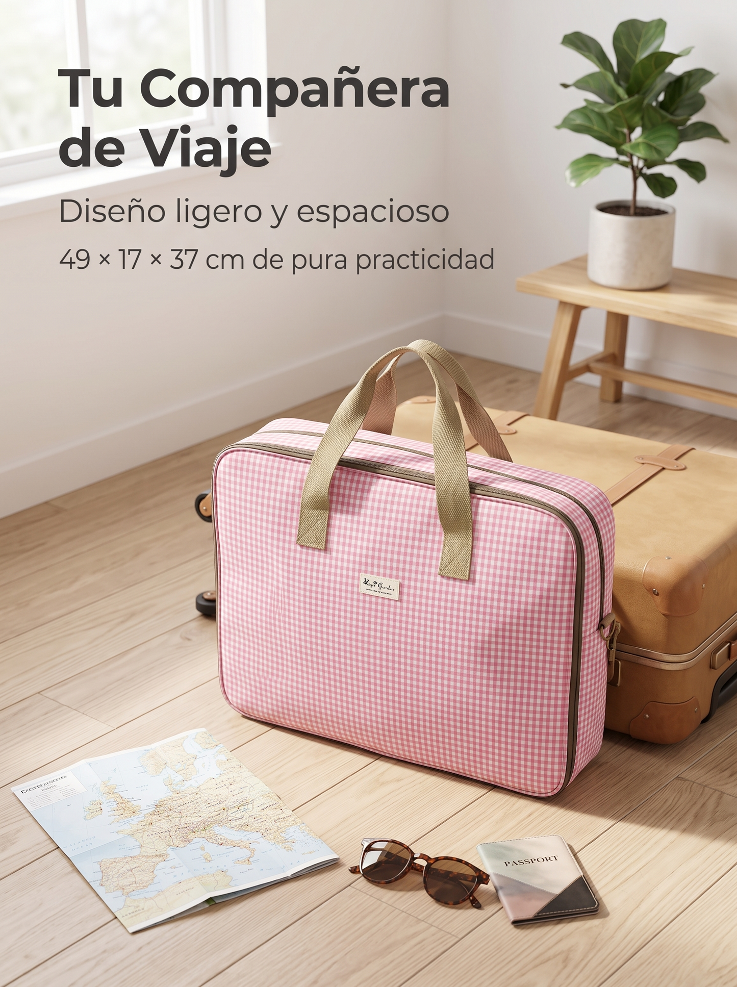 Bolsa de Maternidad y Viaje Grande Impermeable con Estampado Vichy