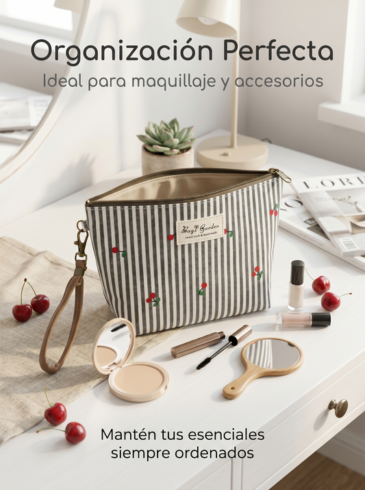 Neceser pequeño rayas con cerezas