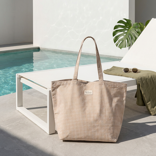 Bolso de Playa Vichy Grande Impermeable con Base Ancha
