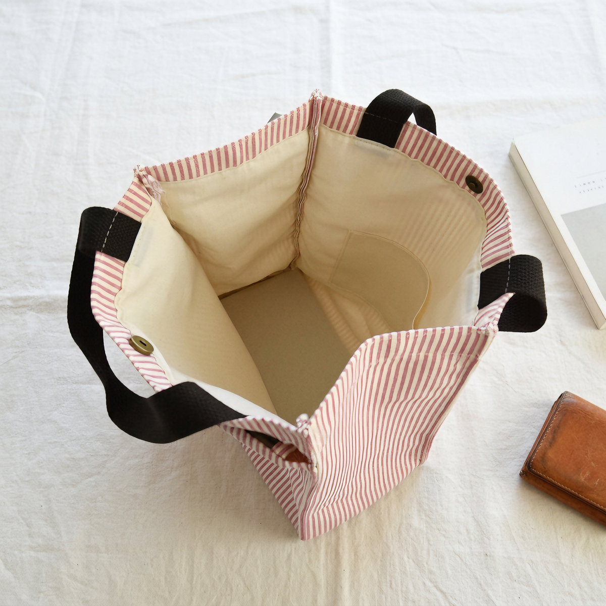 Bolso de Mano de Algodón a Rayas