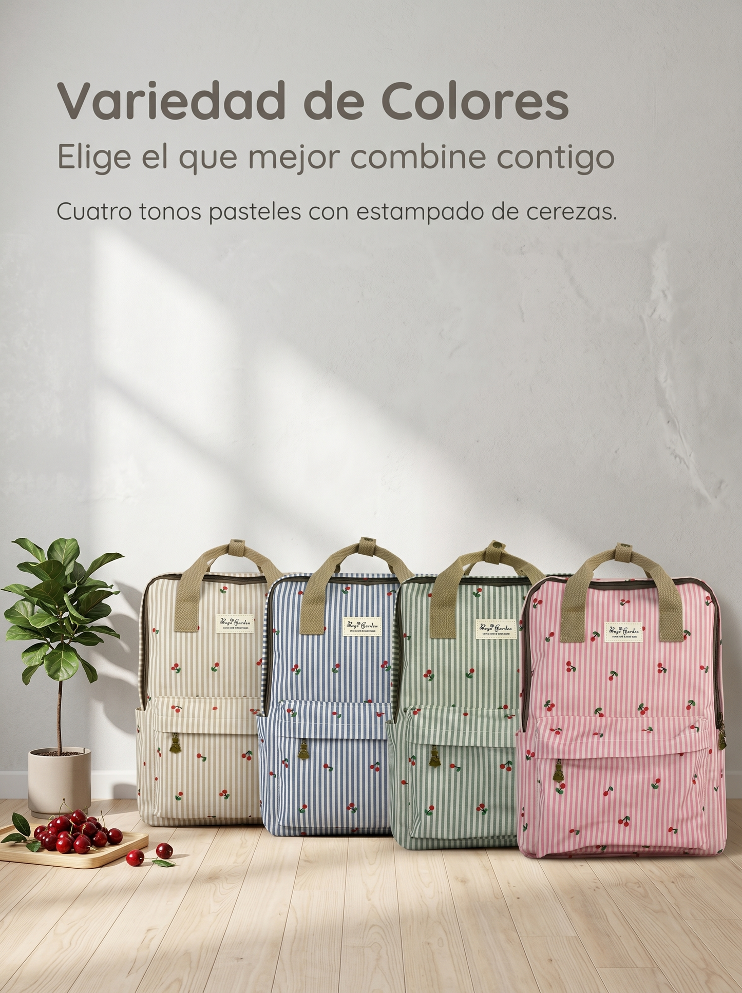 Mochila Rayas con Cerezas