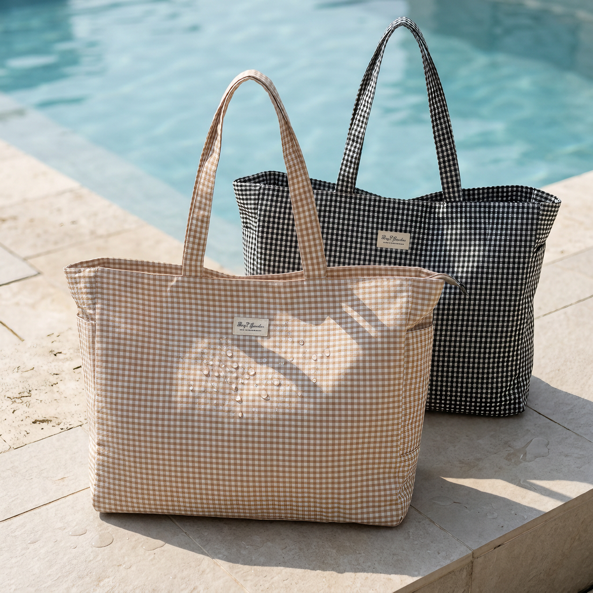 Bolso de Playa Vichy Grande Impermeable con Base Estrecha