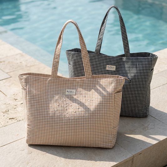 Bolso de Playa Vichy Grande Impermeable con Base Estrecha