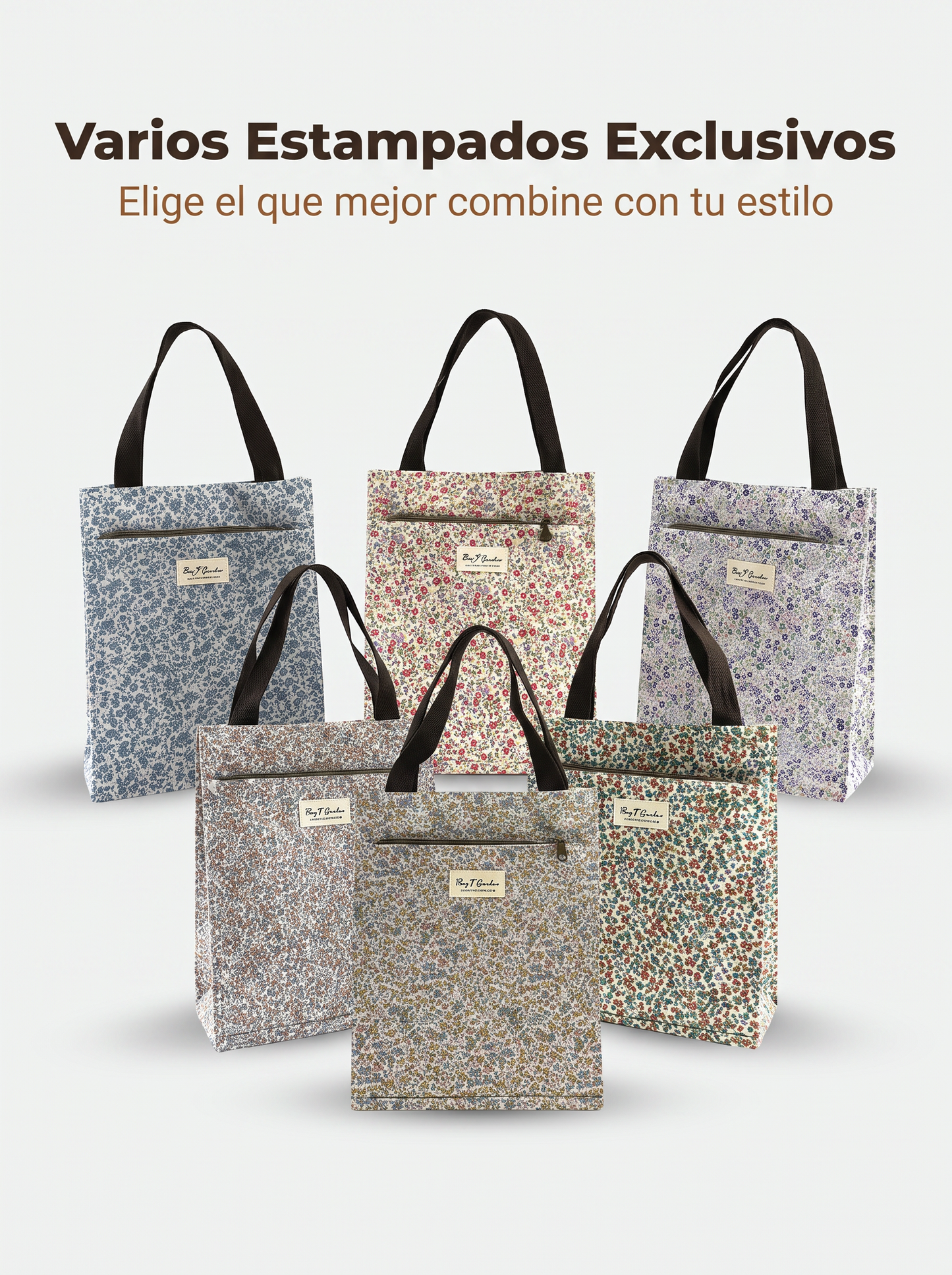 Bolso de Mano pequeño Floral Impermeable con Bolsillo Frontal, Cierre de Botón y Asas para Uso Diario