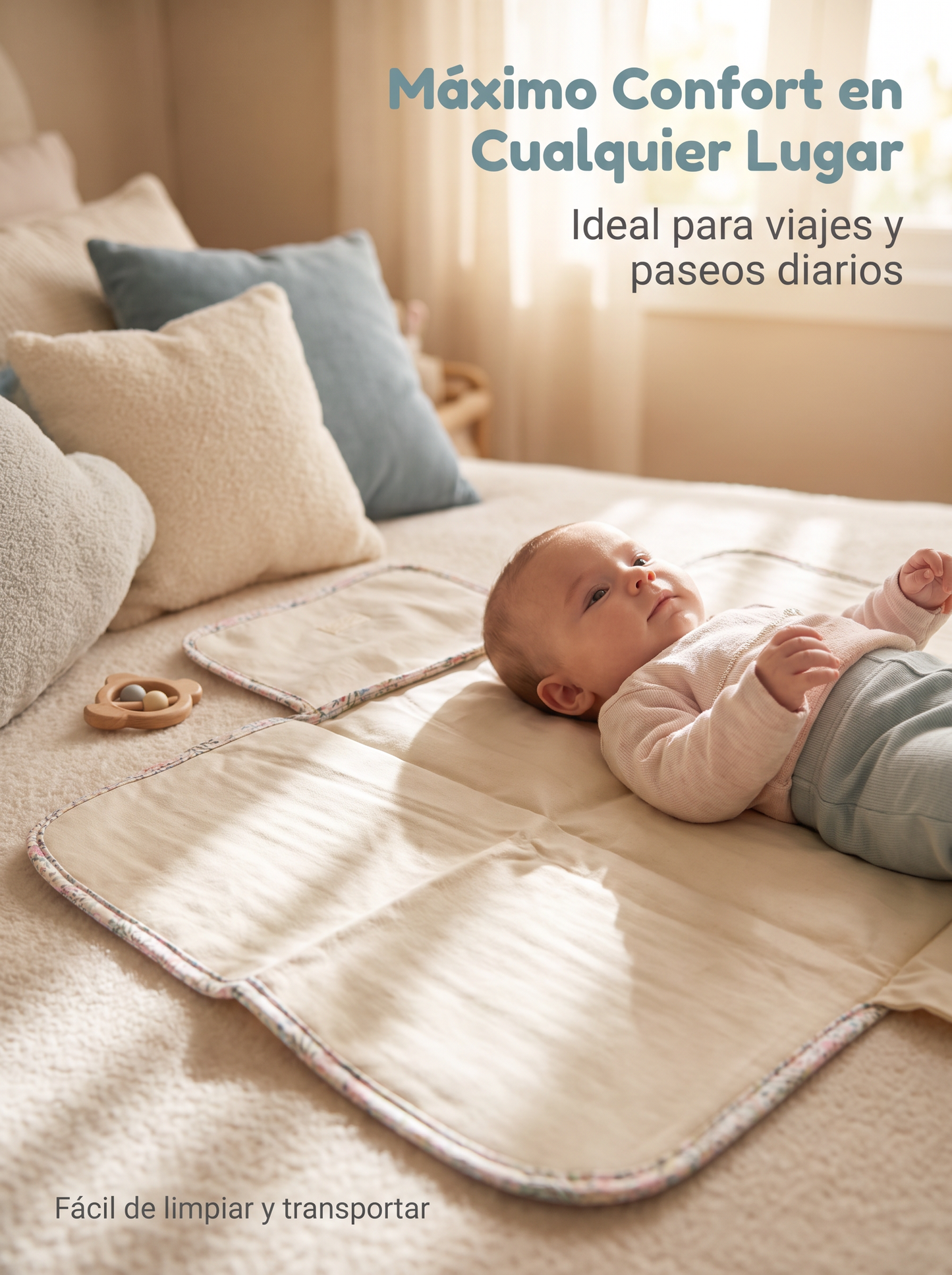 Cambiador de Bebé Portátil Floral, Plegable y Fácil de Transportar