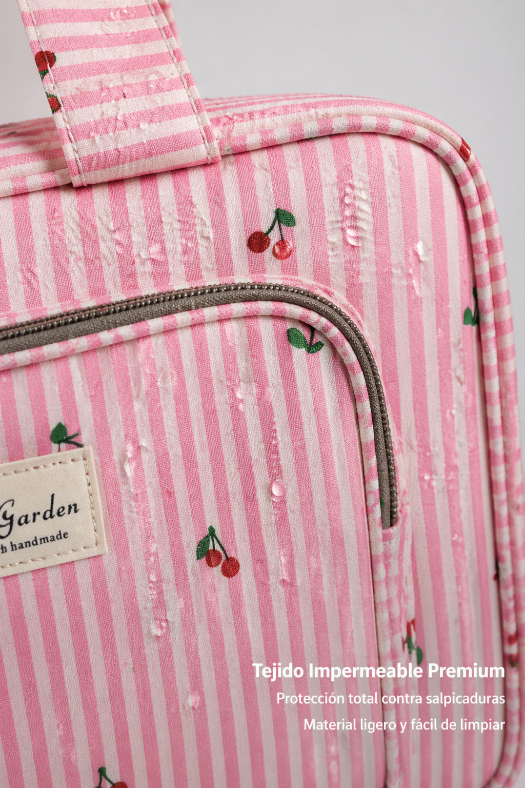 Neceser Pequeño Colgable Rayas con Cerezas