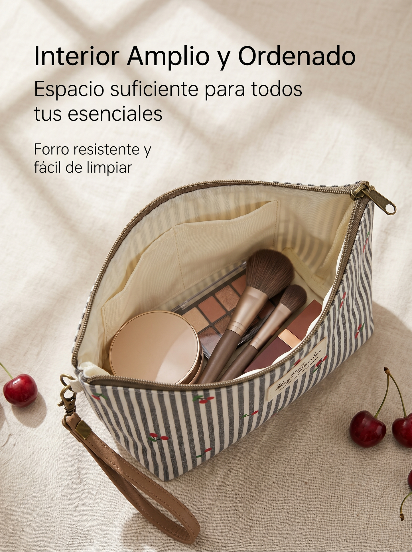 Neceser Mediano Rayas con Cerezas