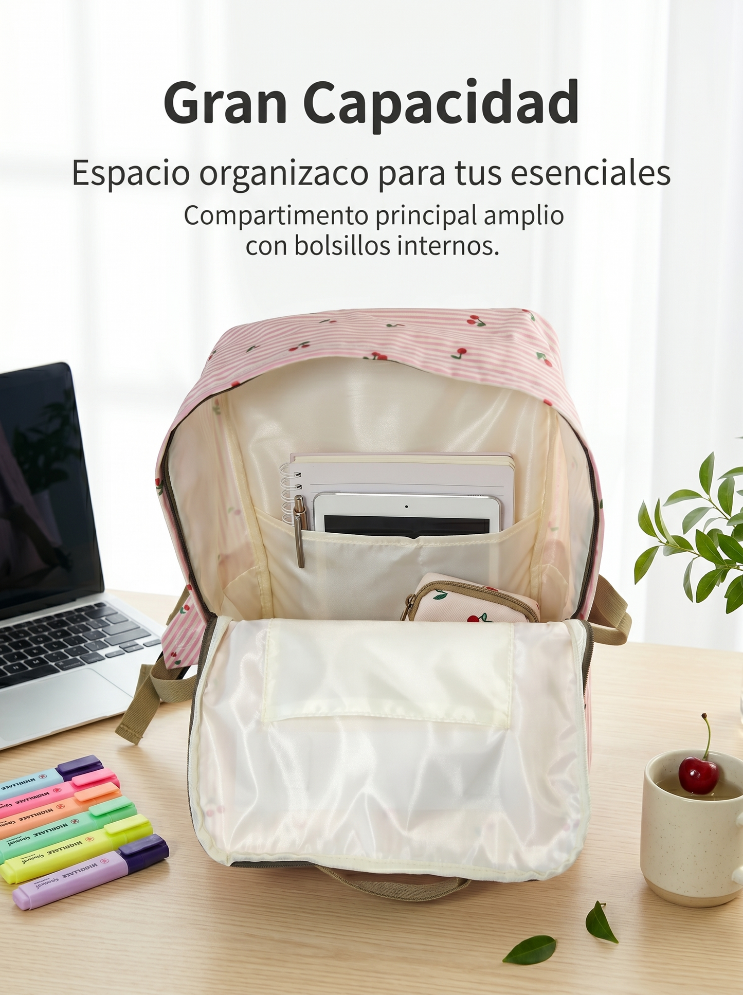 Mochila Rayas con Cerezas