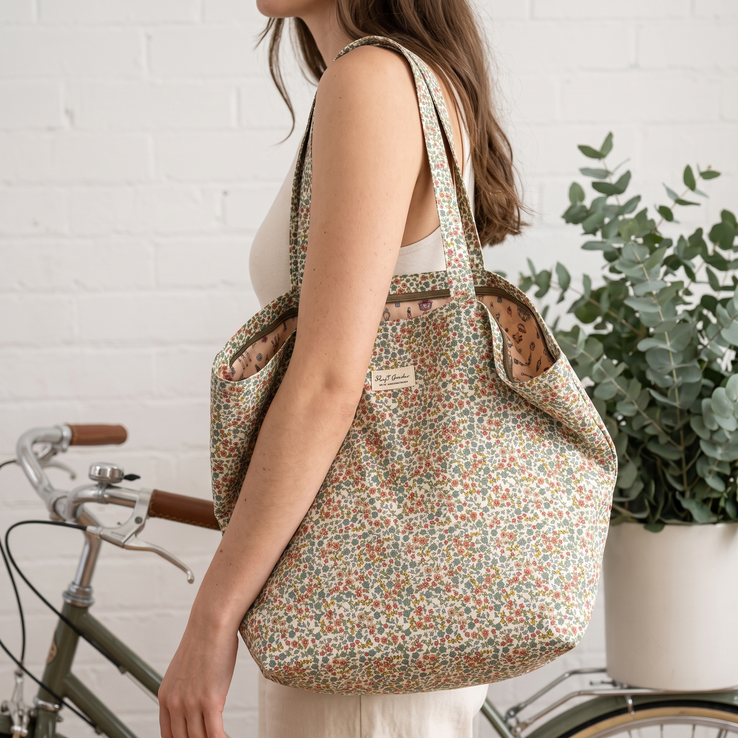 Bolso de Playa Floral Grande Impermeable con Cremallera y Asas Largas para Viajes, Piscina y Uso Diario