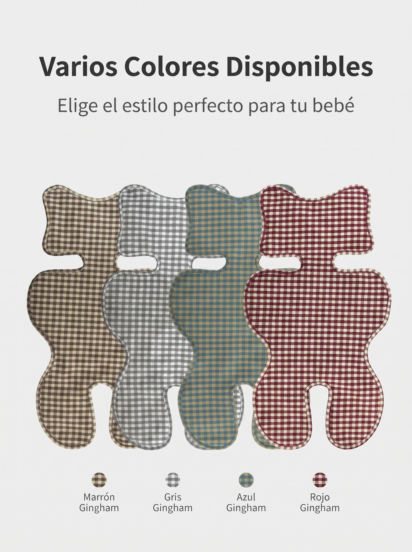 Colchoneta Transpirable para Carrito de Bebé de Algodón a Cuadros con Malla 3D