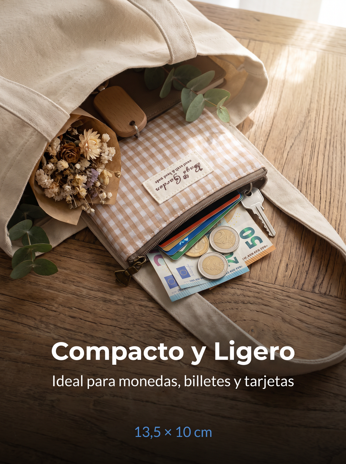 Monedero Vichy Impermeable con Cremallera