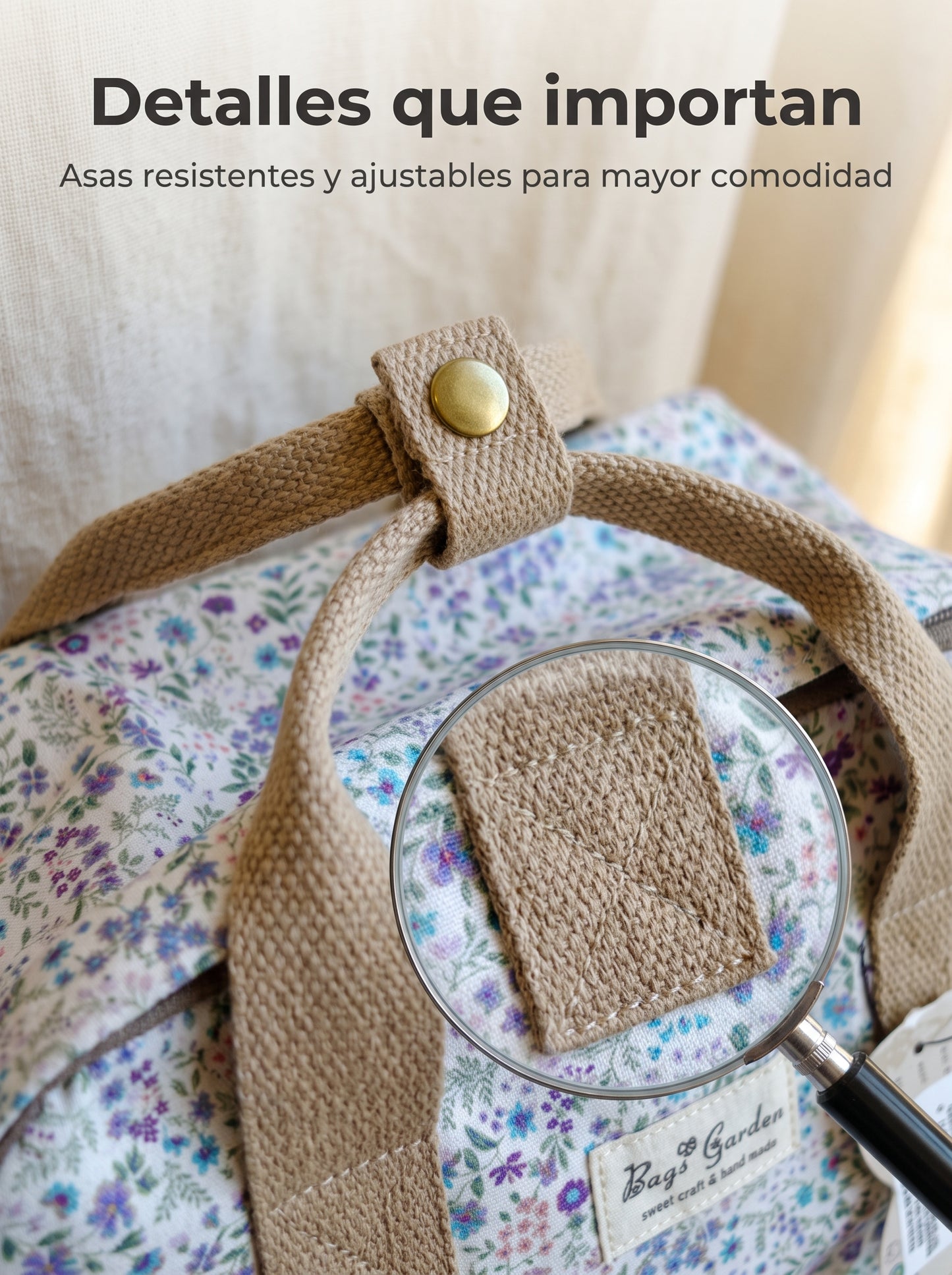Mochila Floral Impermeable Bags Garden con Bolsillo Frontal, Bolsillos Laterales