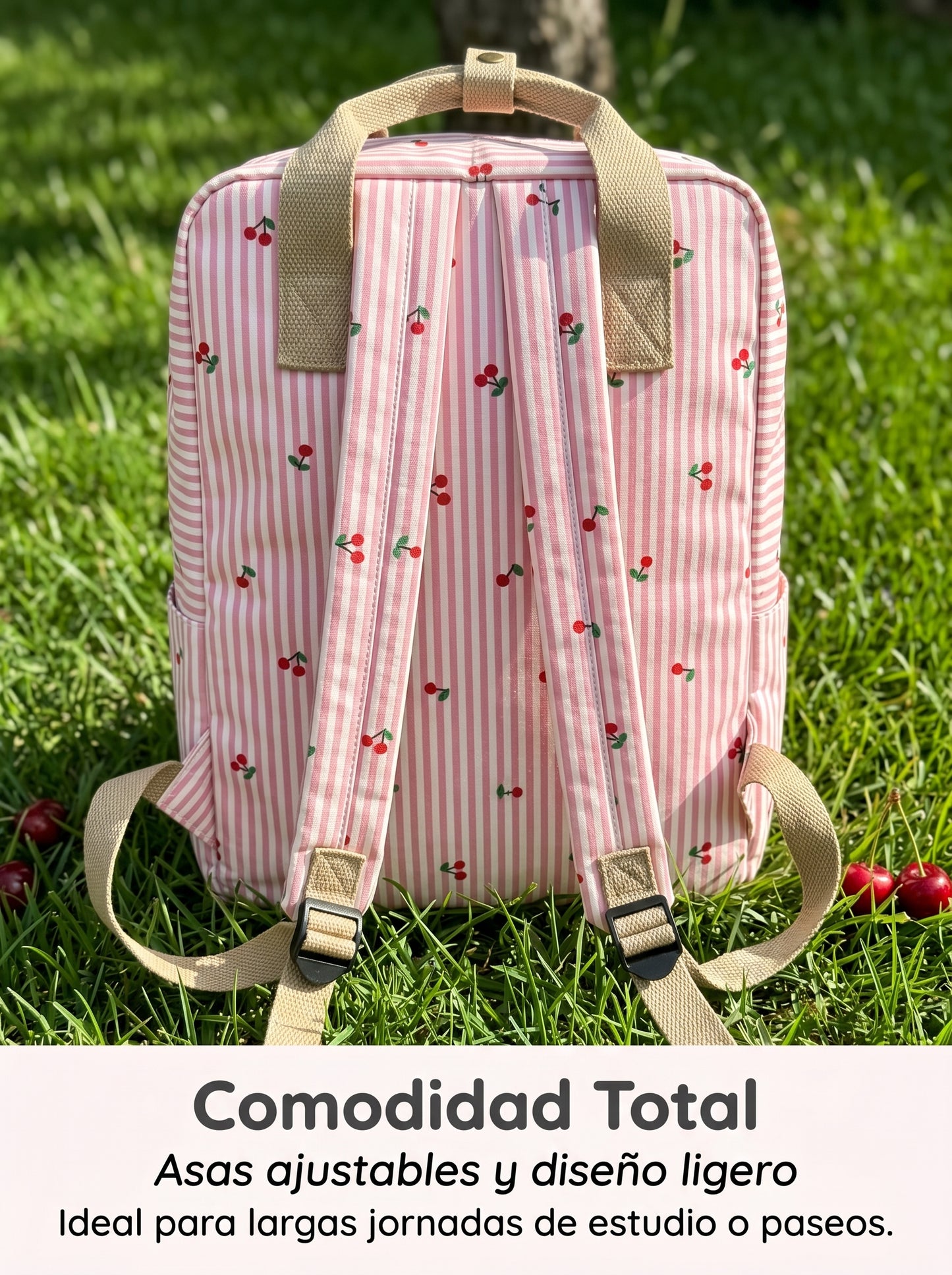 Mochila Rayas con Cerezas