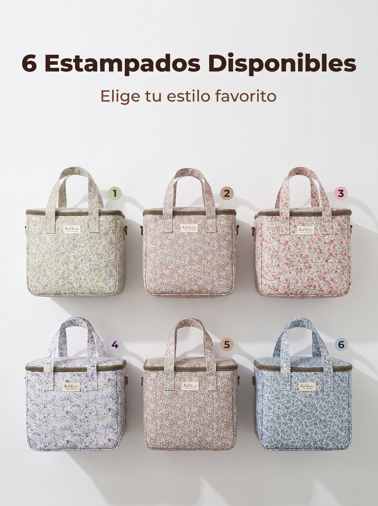 Bolso Nevera Grande Floral Impermeable con Interior Térmico y Asas para Comida, Playa y Picnic