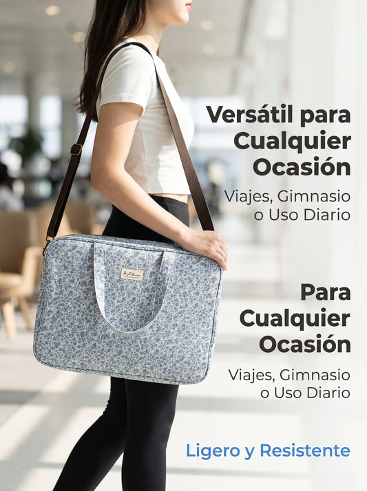 Bolso de Viaje Floral Grande Impermeable con Cremallera, Asas Largas y Correa de Hombro Ajustable