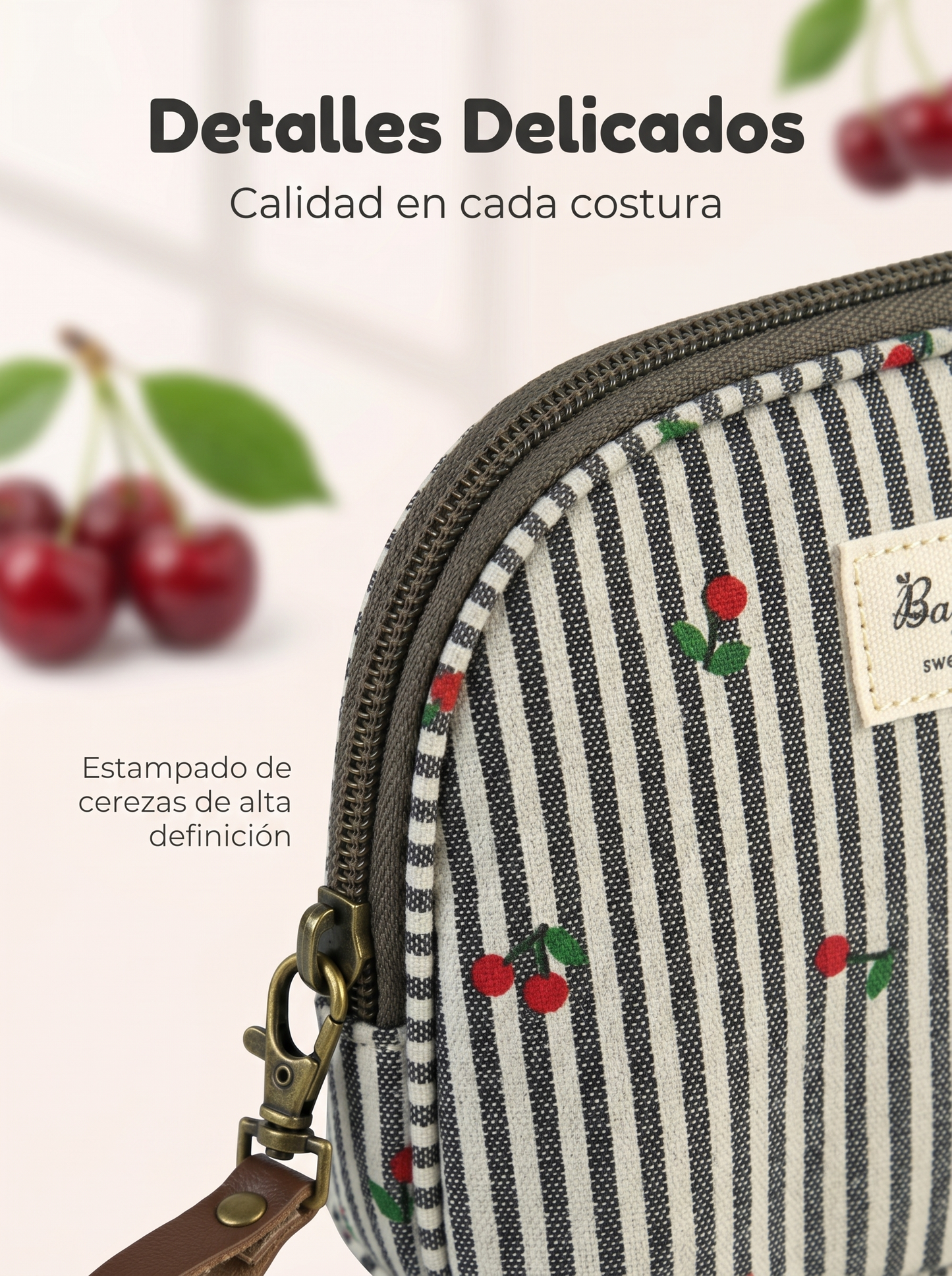 Set de 3 Neceseres Rayas con Cerezas
