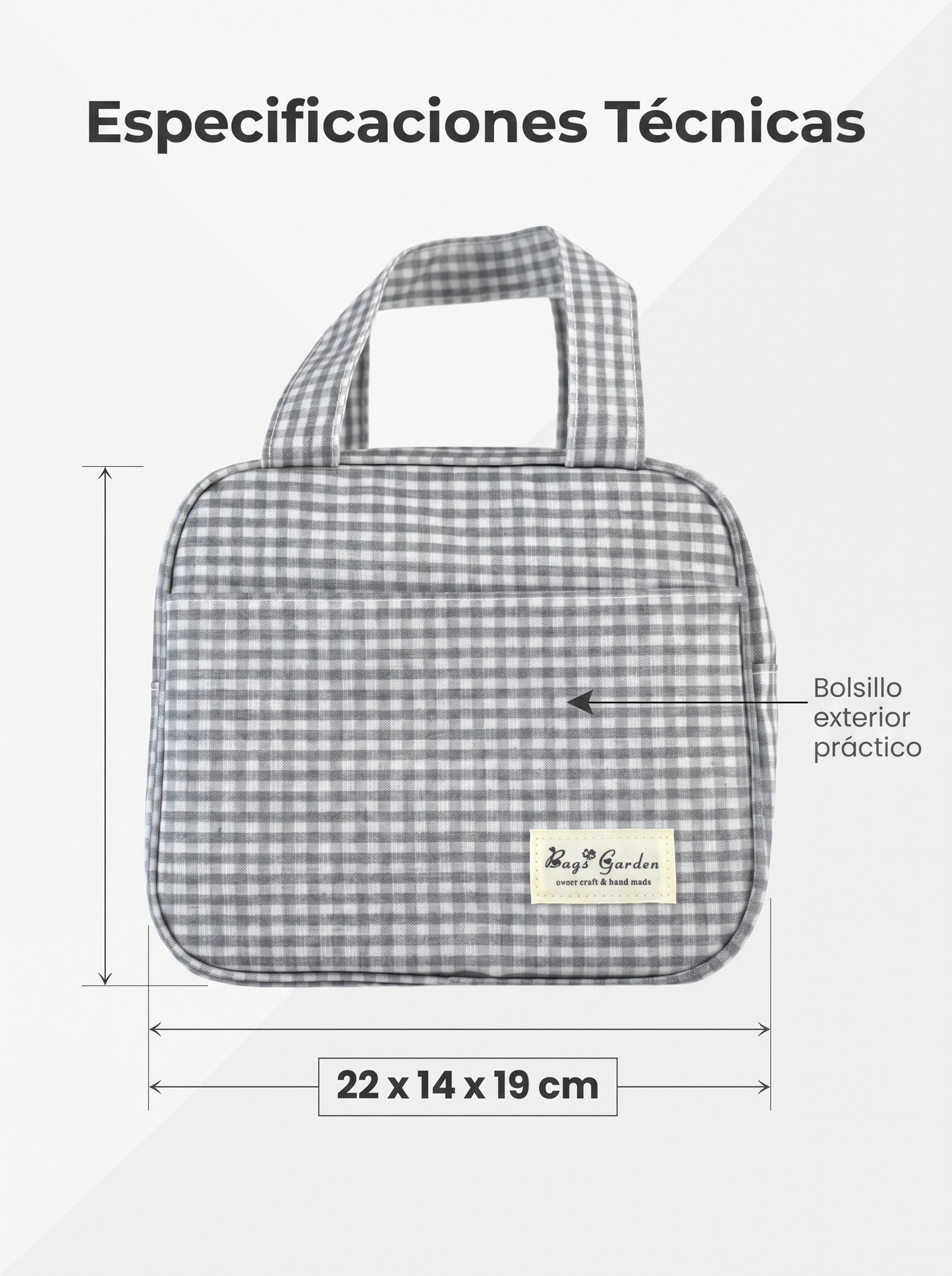 Bolsa nevera pequeña de algodón Vichy con asas
