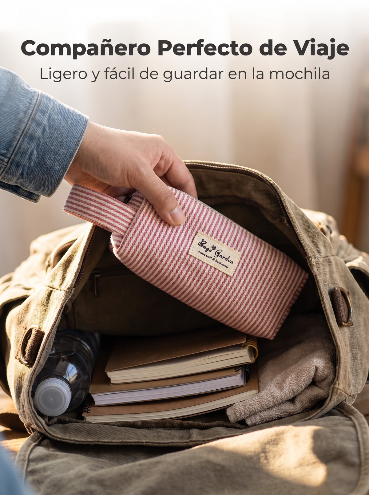 Estuche de Algodón a Rayas con Asa