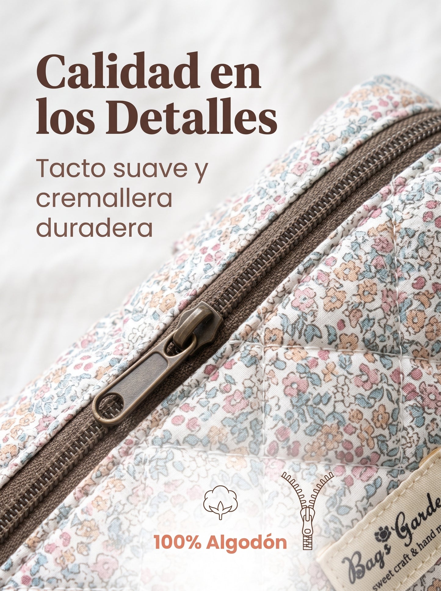 Bolso Organizador Floral de Mano para Artículos de Bebé en Algodón Acolchado