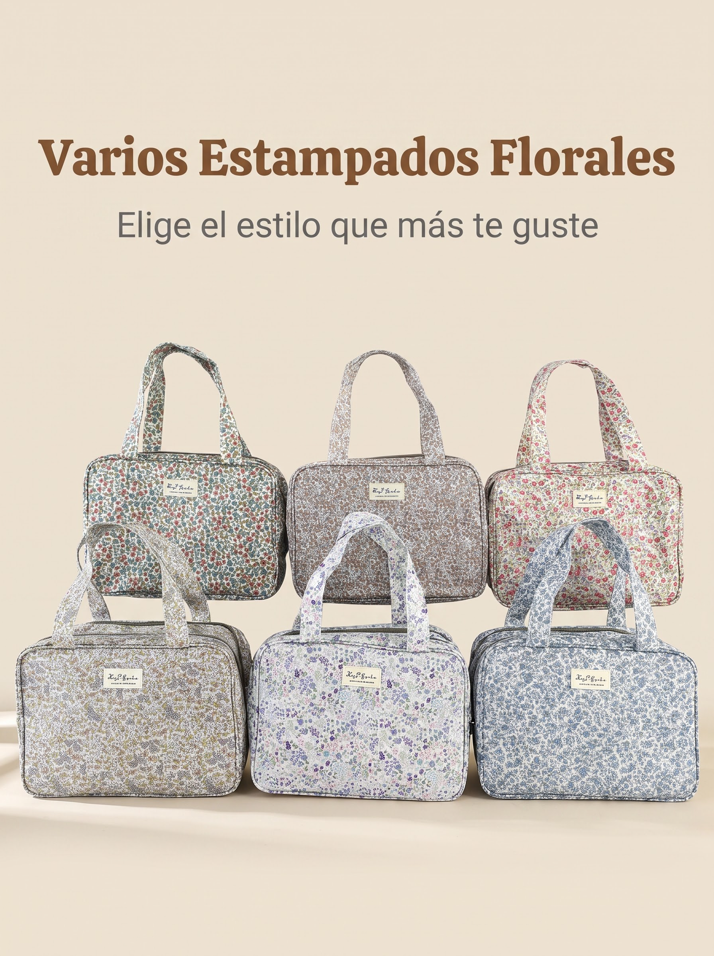 Bolso Impermeable de Flores con Doble Compartimento y Asas
