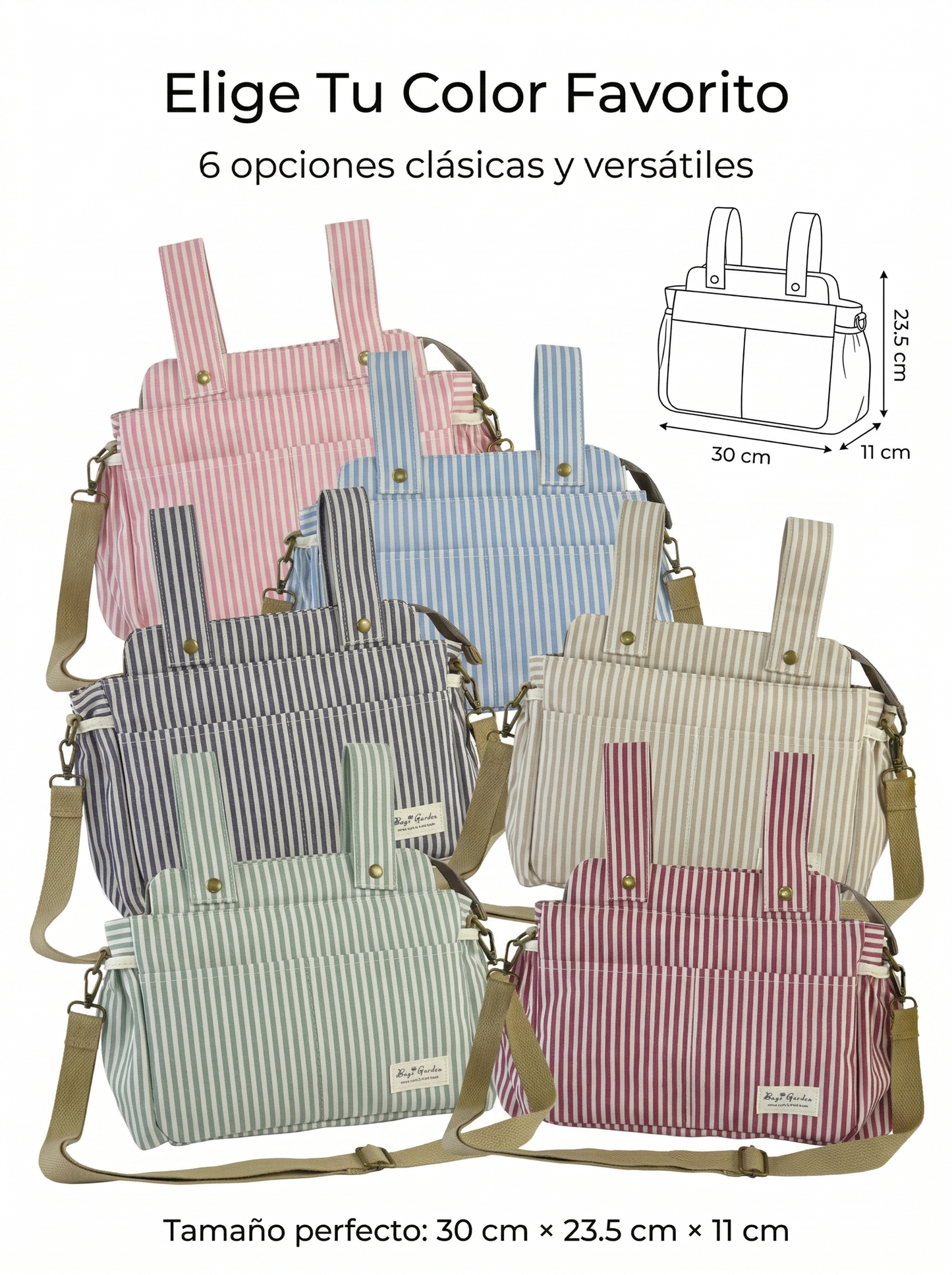 Organizador de Carrito de Bebé Impermeable con Rayas