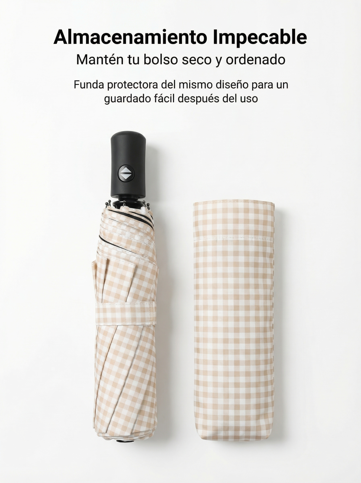 Paraguas Plegable Automático Impermeable Vichy | Paraguas Compacto de Viaje