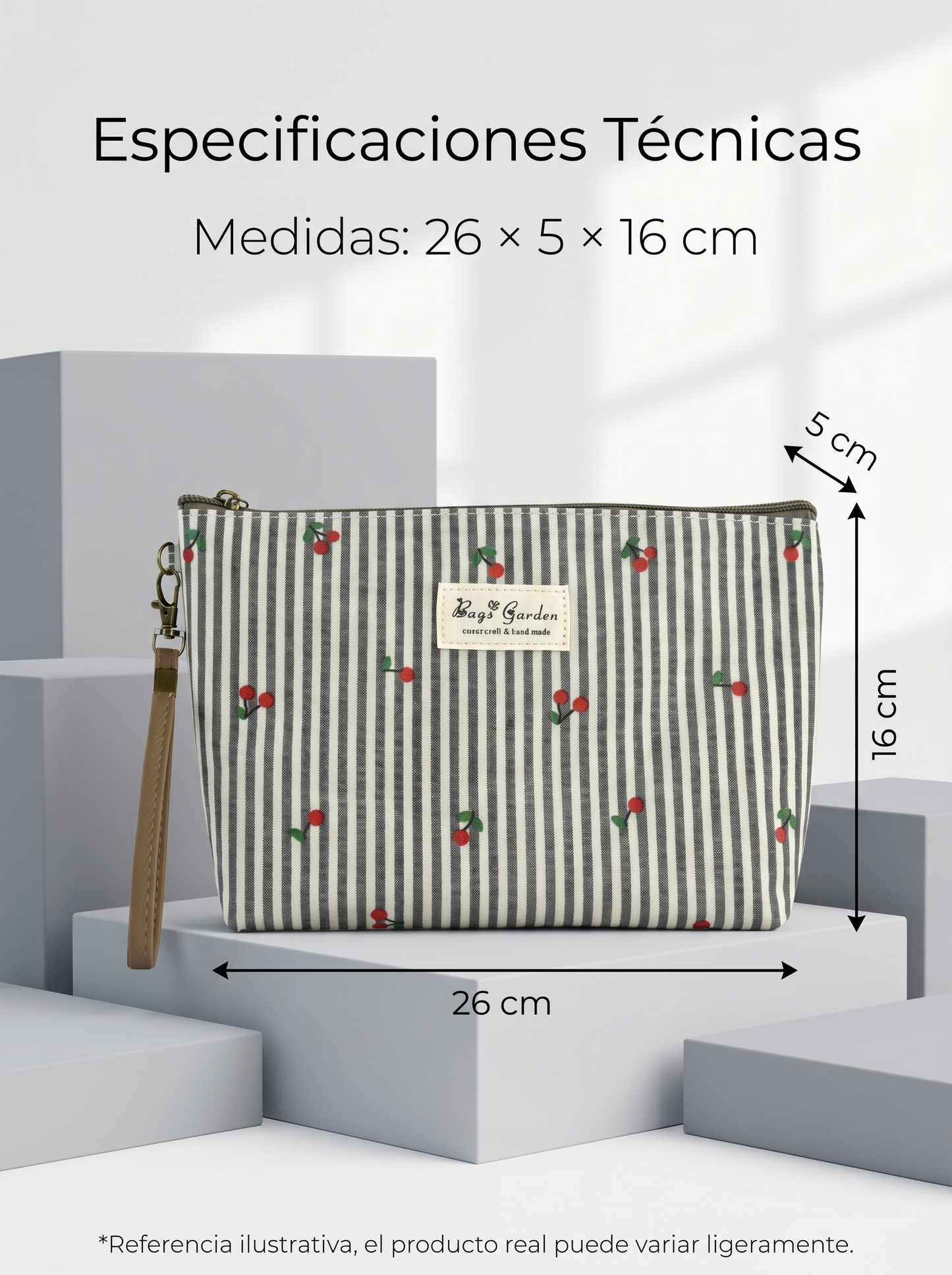 Neceser Mediano Rayas con Cerezas