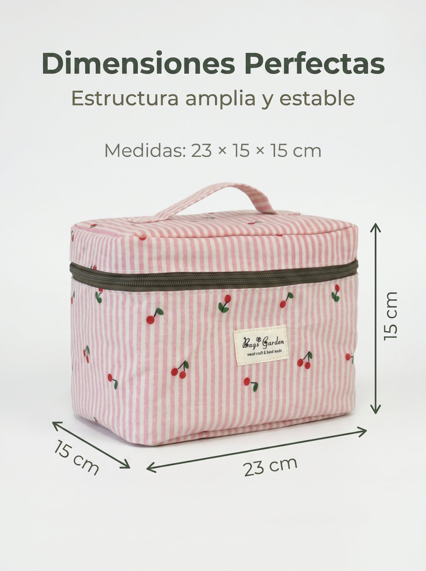 Neceser Rayas con Cerezas | Organizador de Viaje y Cosméticos