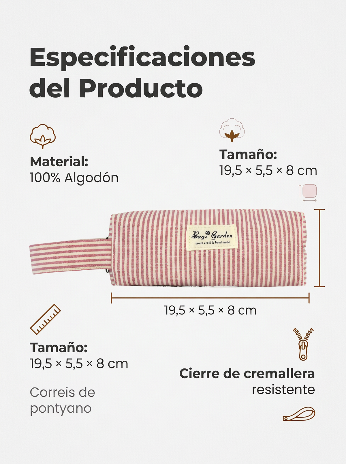 Estuche de Algodón a Rayas con Asa