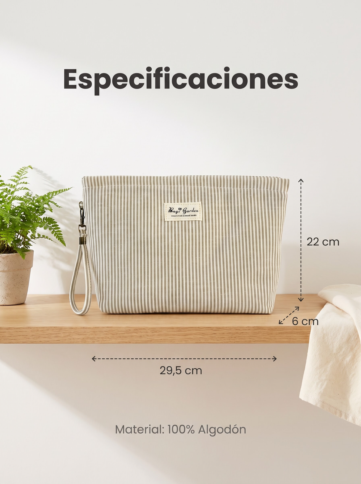 Neceser de Algodón a Rayas con Asa