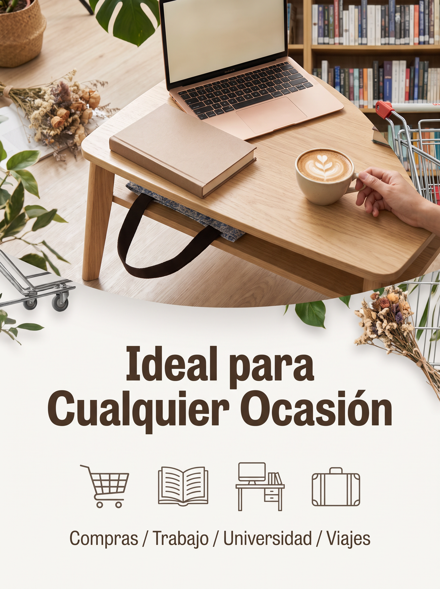 Bolso de Mano pequeño Floral Impermeable con Bolsillo Frontal, Cierre de Botón y Asas para Uso Diario