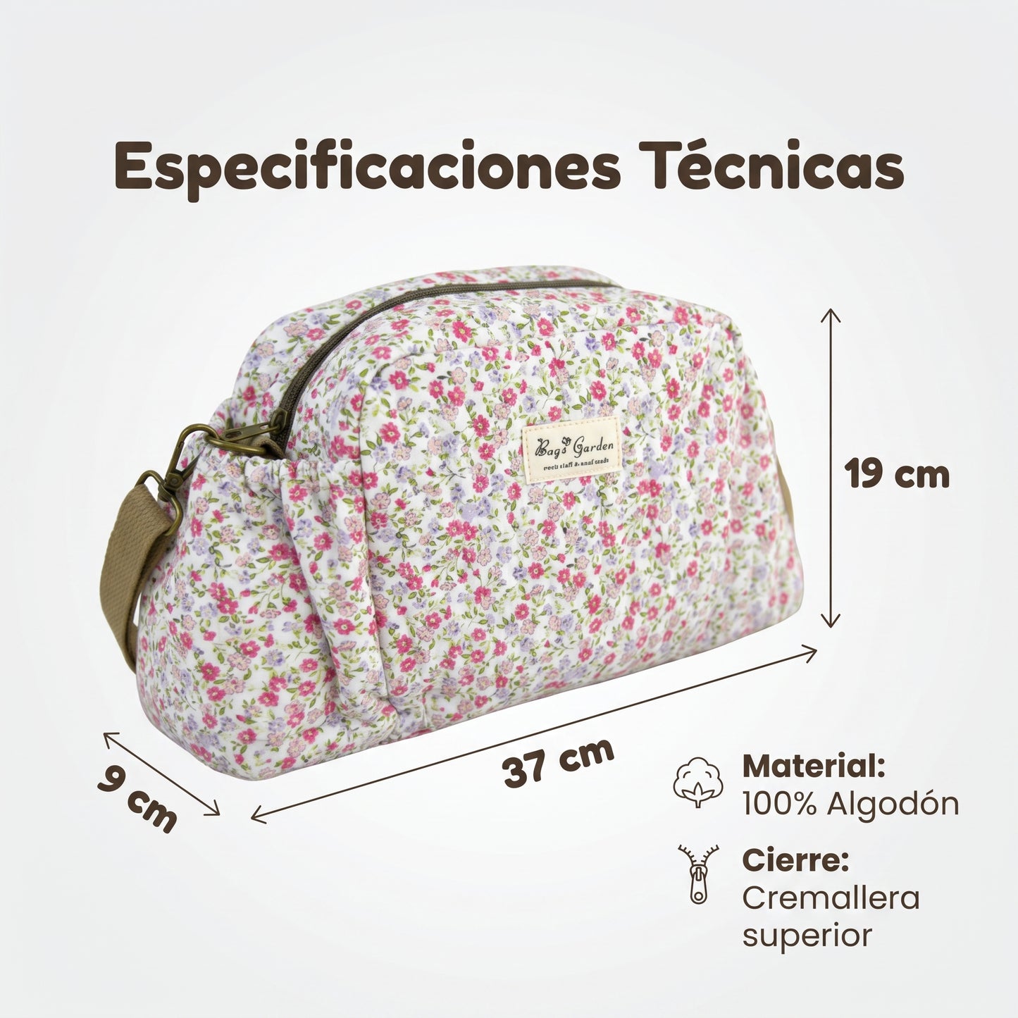 Bolso Organizador Floral para Carrito de Bebé de Algodón