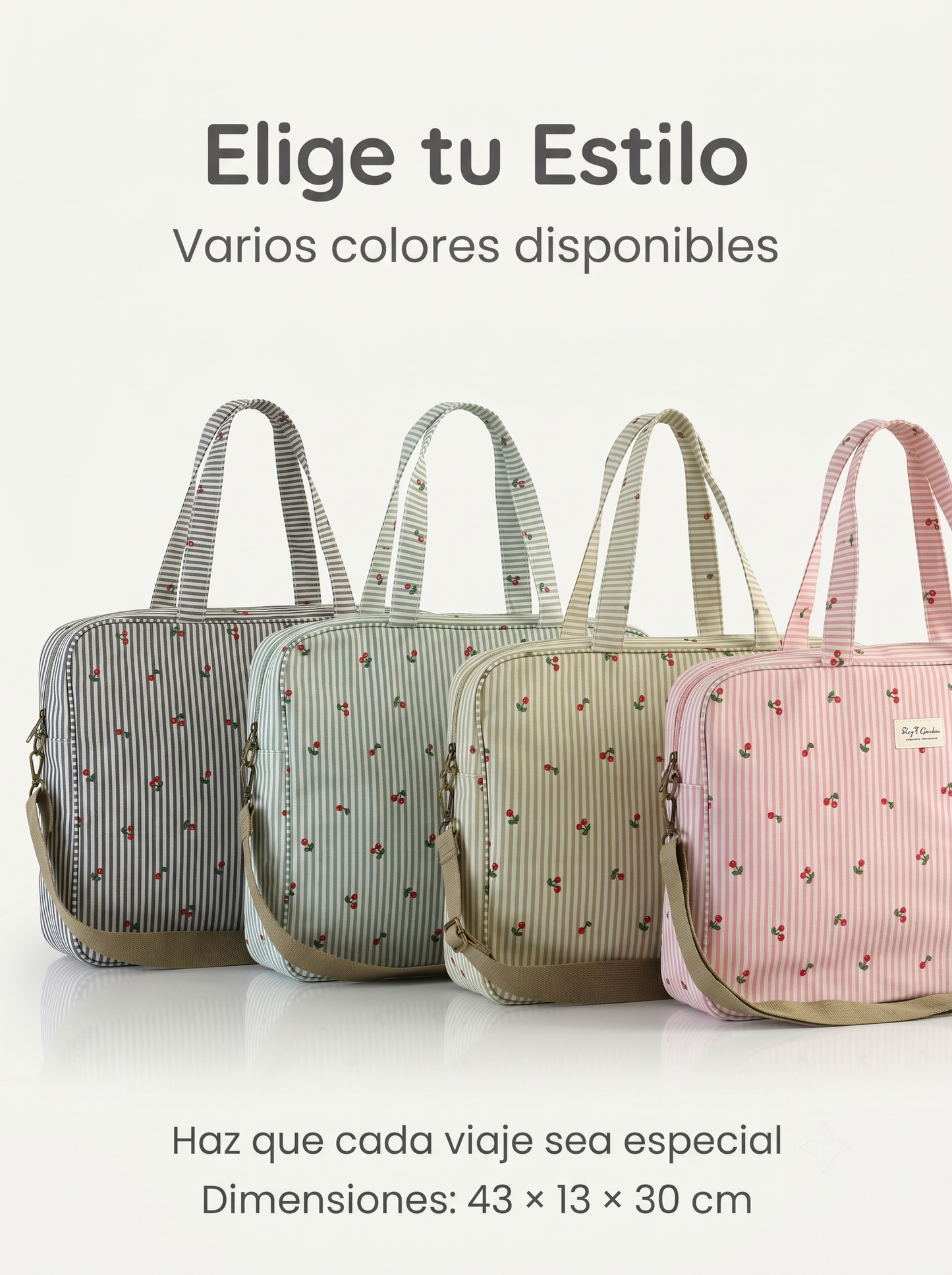 Bolsa de Viaje y Maternidad raya con cerezas