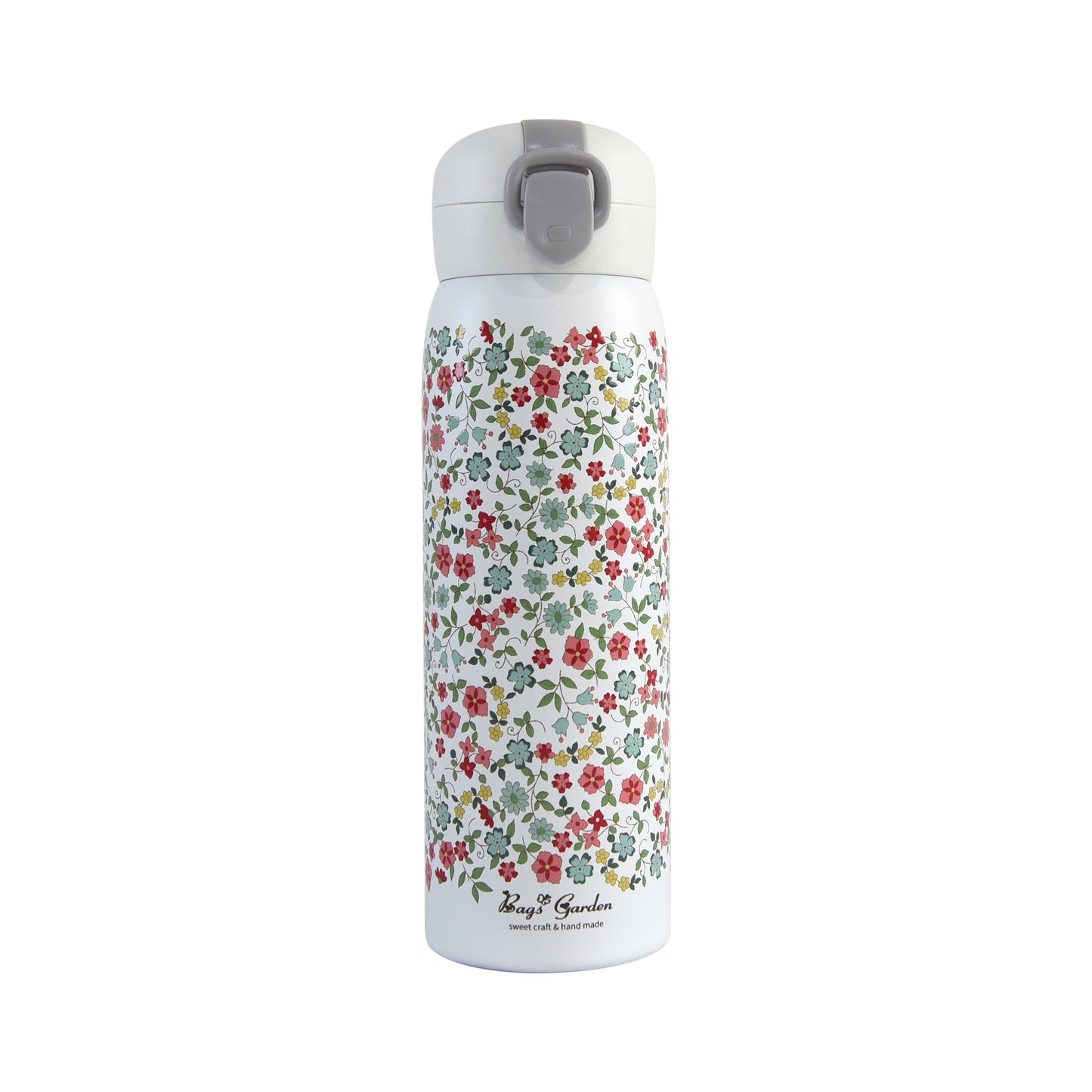 Botella Térmica Floral 500 ml con Pulsador y Cierre de Seguridad
