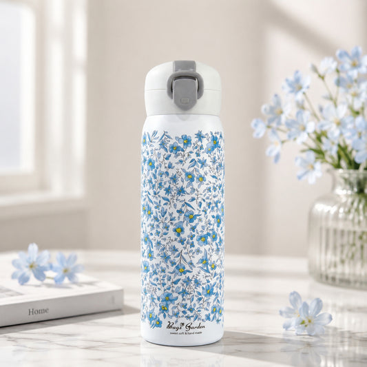 Botella Térmica Floral 500 ml con Pulsador y Cierre de Seguridad