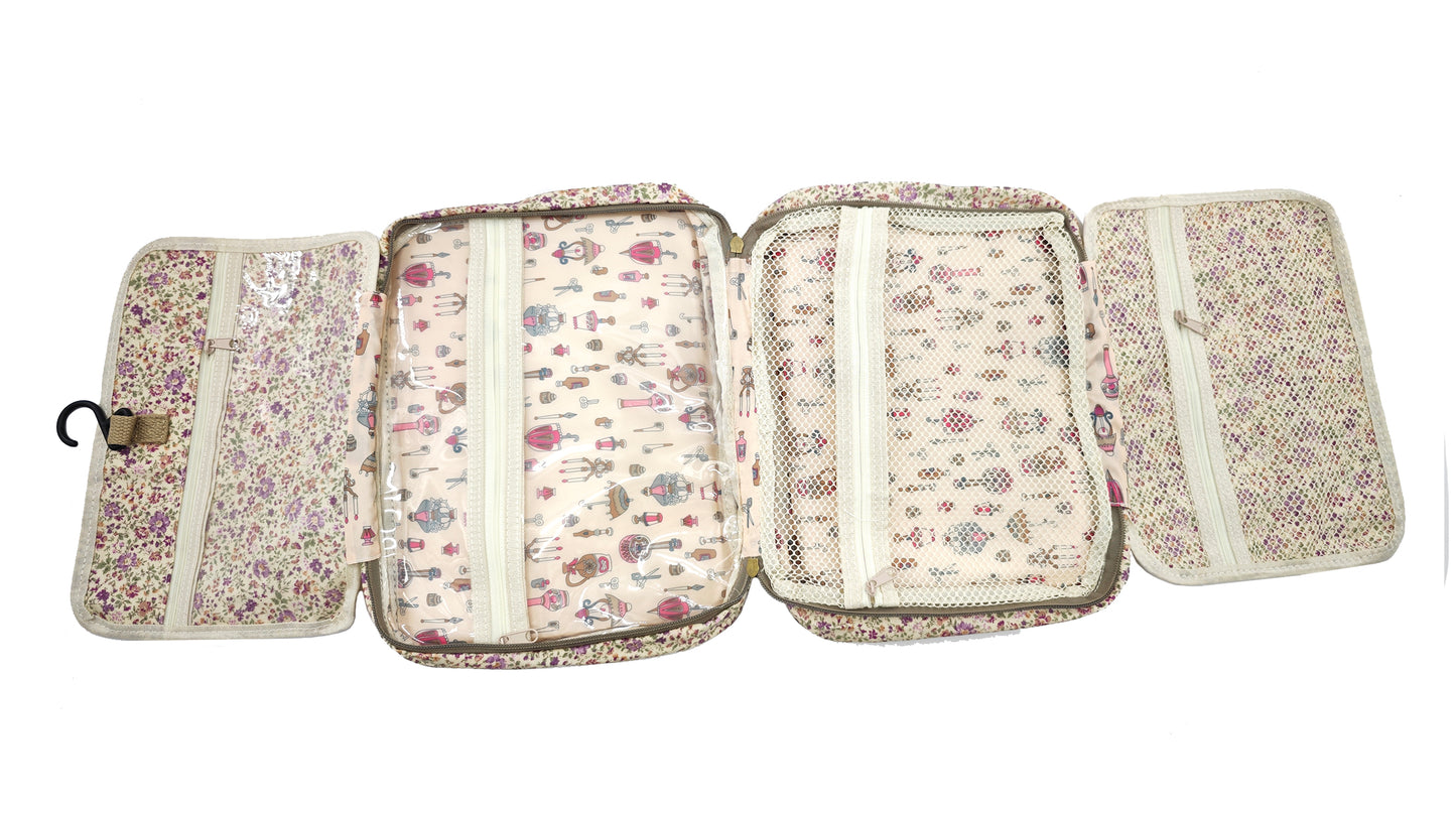 Neceser grande colgable impermeable de flores